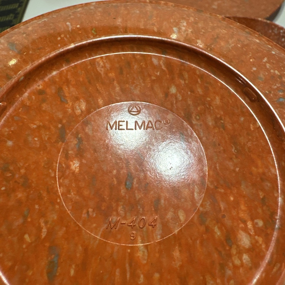 Melmac M-404 6" Plate And M-411-8 5" Bowl Orange Speckle 6 Plates And 5 Bowls - Picture 5 of 6